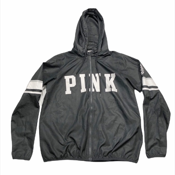 PINK Victoria's Secret Jackets & Blazers - Victoria’s Secret PINK Black Zip Up Windbreaker Jacket